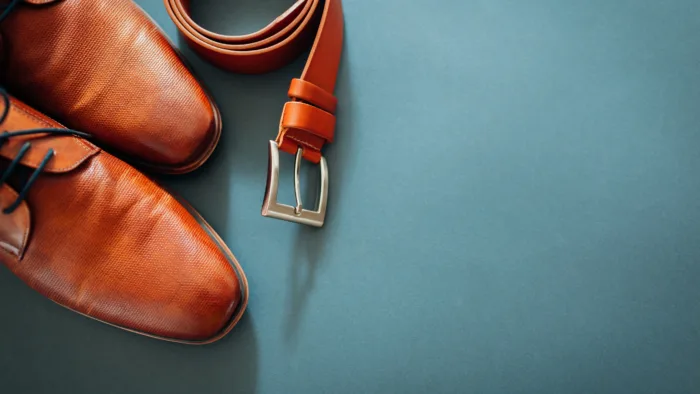 men's brown leather dress shoes and brown leather belt