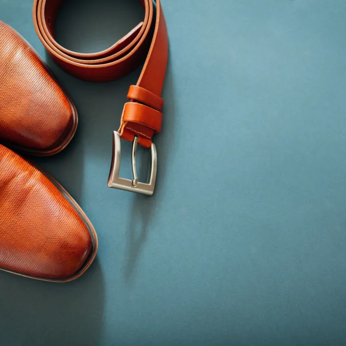 men's brown leather dress shoes and brown leather belt
