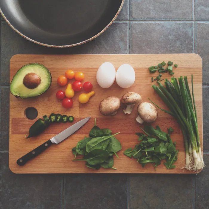 natural foods on a cutting board
