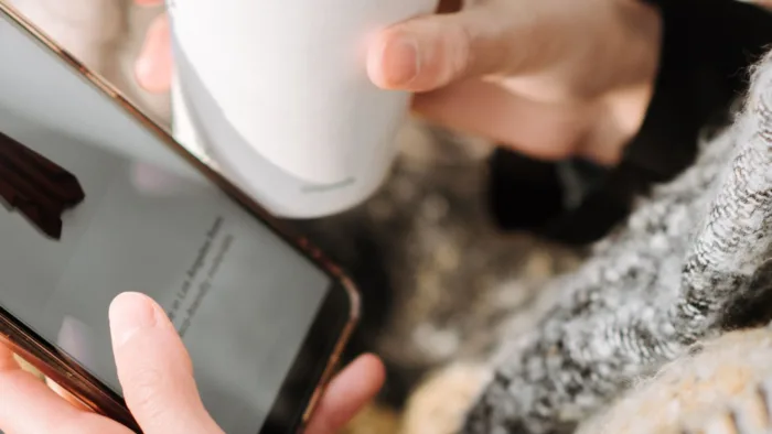 Person shopping on mobile phone